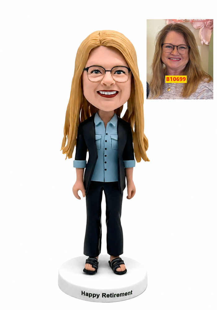 Personalized Happy Retirement Bobblehead Gift for Women